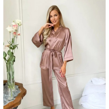Annabelle - Домашний костюм брюки+халат (кофейный)